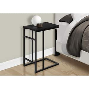 25 in. Black Laminate Accent Table C Shaped End Table with Black Metal ...