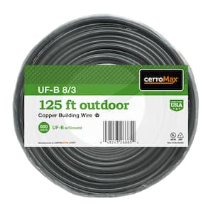 125 ft. 8/3 Gray Stranded CerroMax Copper UF-B Cable with Ground Wire