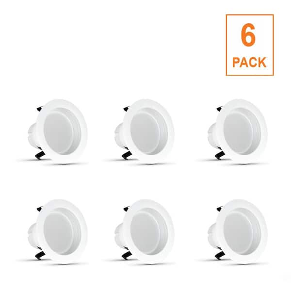 6-pack 4 in. 540 Lumens 2700K Soft White Dimmable Integrated LED Retrofit Recessed Light Baffle Trim, White