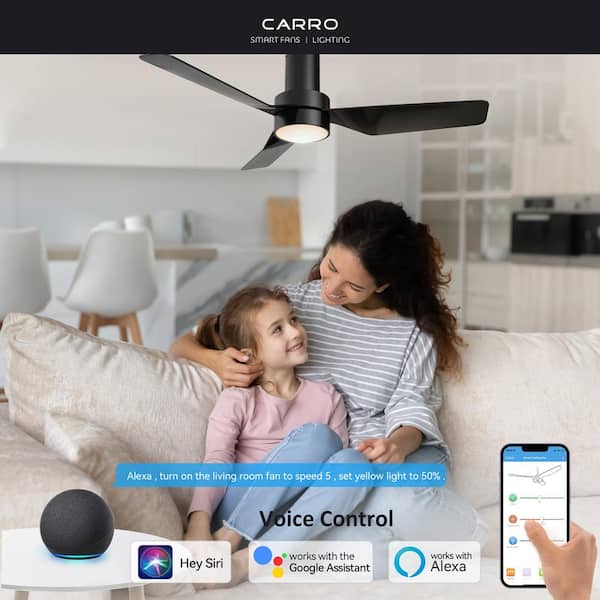 Barnet II 44 in. Integrated LED Indoor Black Smart Ceiling Fan with Light and Remote, Works with Alexa and Google Home