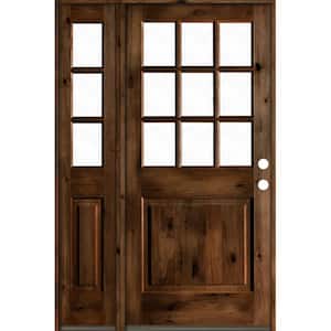 50 in. x 80 in. Alder 2 Panel Left-Hand/Inswing Clear Glass Provincial Stain Wood Prehung Front Door w/Left Sidelite