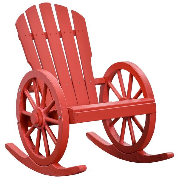 Outsunny Flex Adirondack Rocking Chair (Set of 1), Red