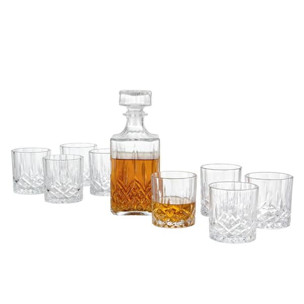 Old-Fashioned Design With SMALLER Shot Glasses 7 Piece Glass Decanter Set 