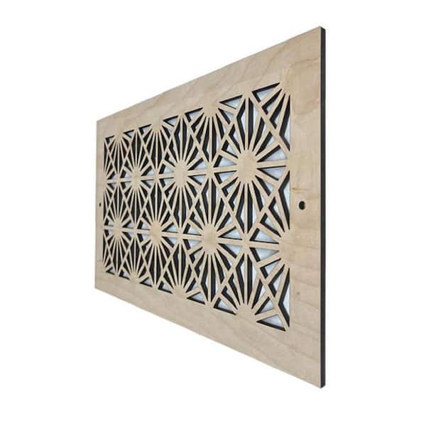 Sunburst Wood Air Register (6 in.x 12 in.) – Screw-In Wall and Ceiling Vent Cover – Decorative Wooden HVAC Grill