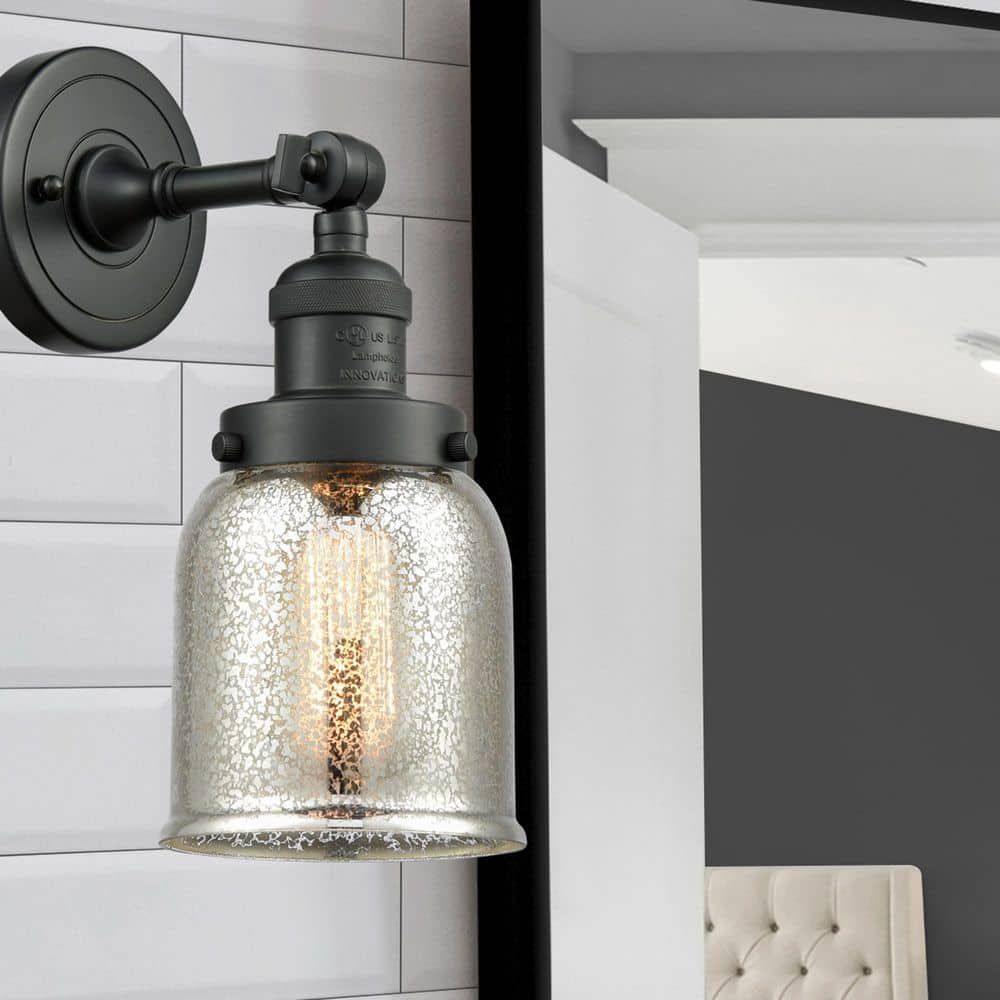 Bell 1-Light Matte Black Wall Sconce with Silver Glass Shade price history on PriceWatchPro
