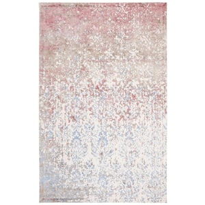 Expression Ivory/Blue 8 ft. x 10 ft. Distressed Geometric Area Rug