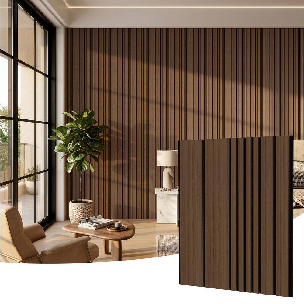 Mlfortlife Walnut 0.7 in. x 1.97 ft. x 1.97 ft. Wood Slat Acoustic