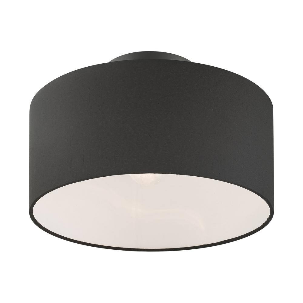 Bainbridge Modern Black and White Drum LED Semi-Flush Mount