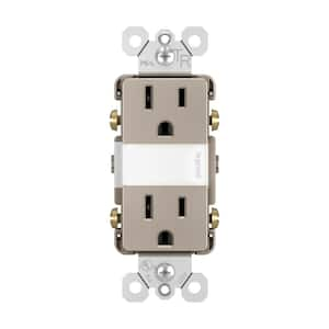 radiant 15 Amp 125-Volt Tamper Resistant Night Light Decorator Duplex Outlet, Nickel