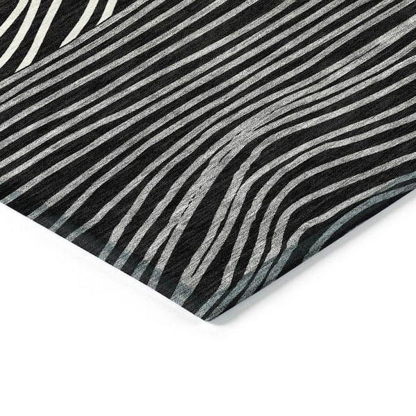Chantille Machine Washable Indoor/Outdoor Abstract ACN2350 Black 8 ft. x 10 ft. Area Rug