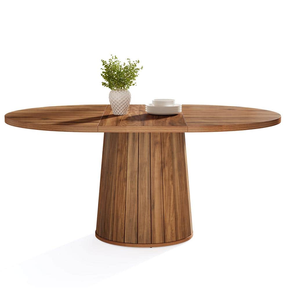 Rustic Brown Reclaimed Wood Oval Dining Table for Six