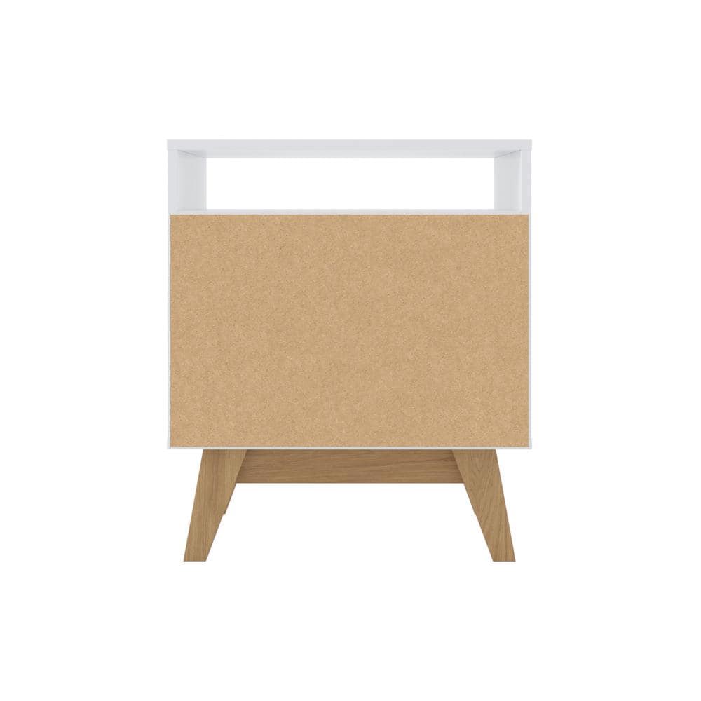 Meridian 2-Drawer Nightstand with Niche- In White/Light Brown - (24.40in. H x 21.25in. W x17.71 in. D)