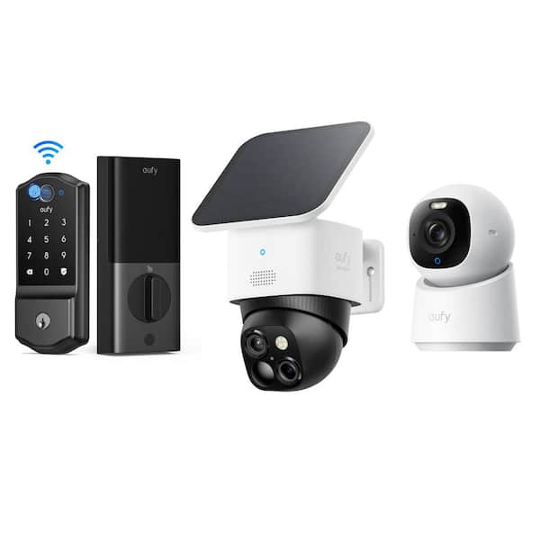 Home Security Starter Kit with SoloCam S340, FamiLock E32 and Indoor Cam E30