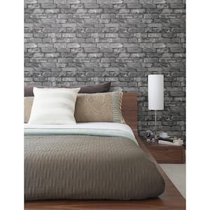 Debs Grey Exposed Brick Paper Strippable Roll Wallpaper (Covers 56.4 sq. ft.)