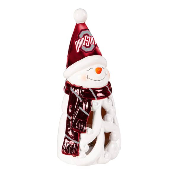Ohio State University Snowman LED Christmas Garden Statuary, 8 in.