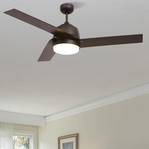 Abraxas 52 in. Integrated LED Indoor Bronze Smart Ceiling Fan with Light Kit and Wall Control, Works w/Alexa/Google Home