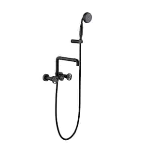 Double Handle 1 -Spray Tub and Shower Faucet 1.8 GPM in Matte Black (Valve Included)