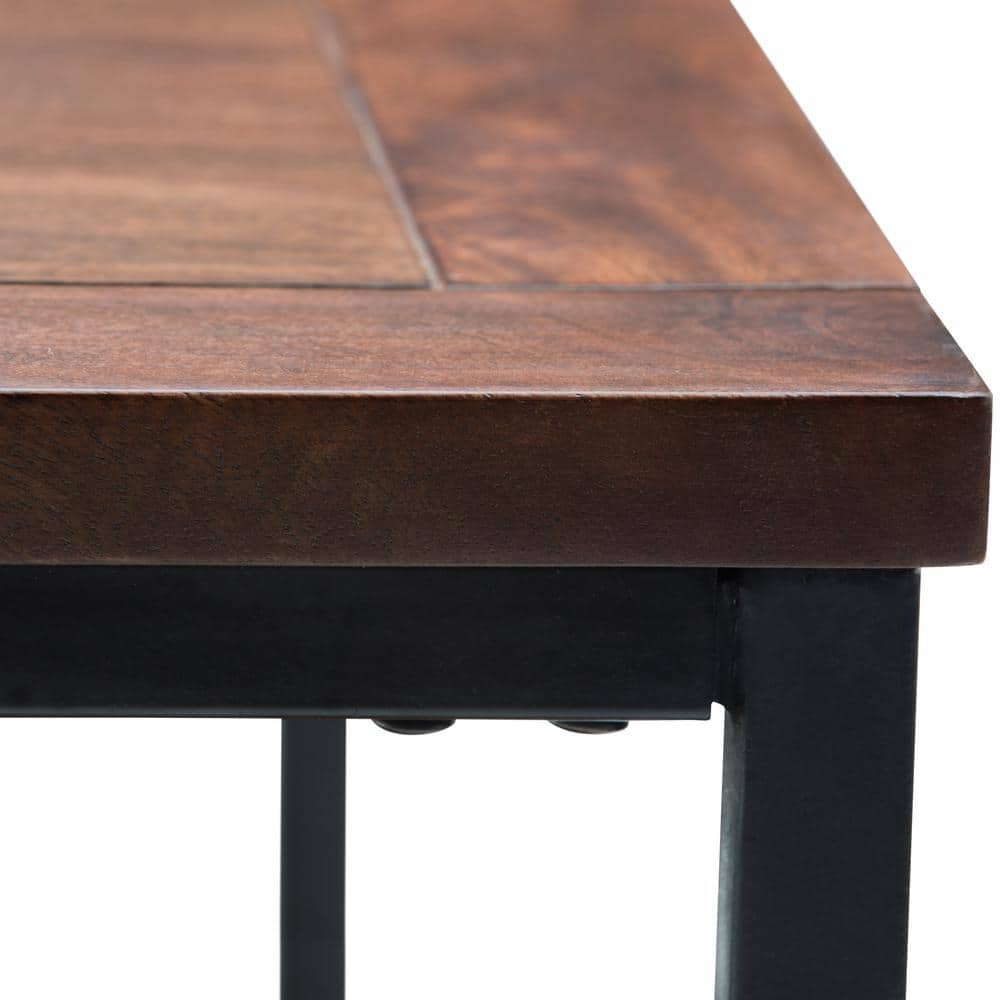 Modern Industrial Black Metal Square Coffee Table with Storage