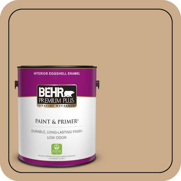 BEHR PREMIUM PLUS 1 gal. #N280-4 Perfect Tan Eggshell Enamel Low Odor Interior Paint & Primer
