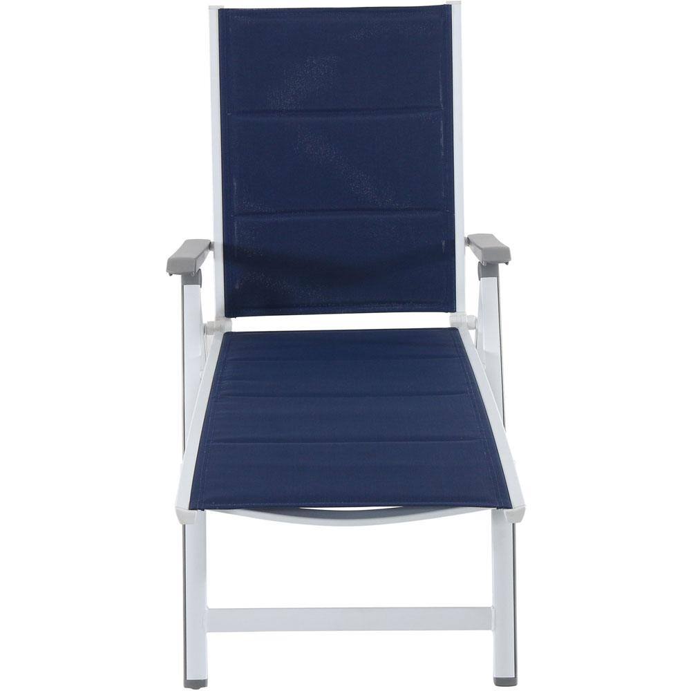Regis White and Blue Aluminum Padded Sling Chaise Lounge