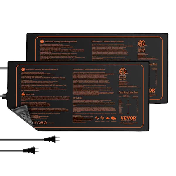 VEVOR Seedling Mat 10 in. x 20.75 in. Heat Mats (2-Pack) MET-Certified Waterproof Heating Pad