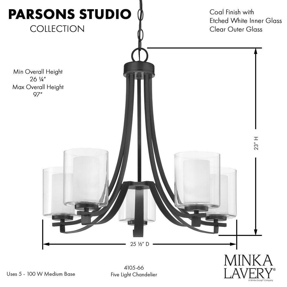 Sand Coal Nickel 5-Light Glass Chandelier Pendant