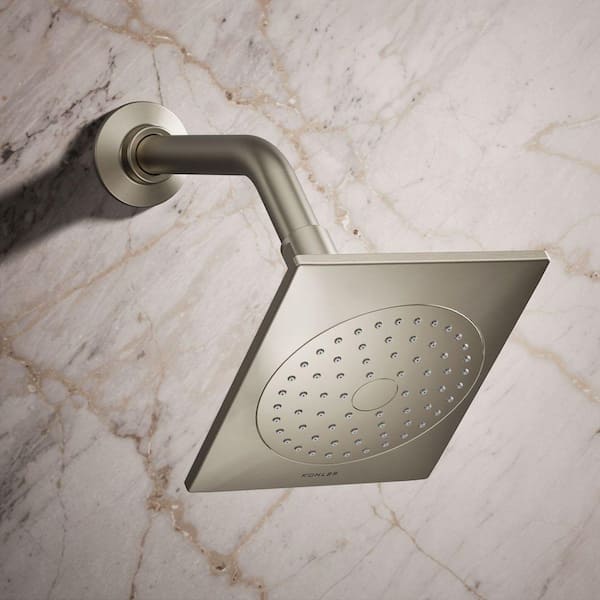 Loure 1-Spray Patterns 6. 3125 in. Rain Wall Mount Fixed Shower Head in Vibrant Brushed Nickel