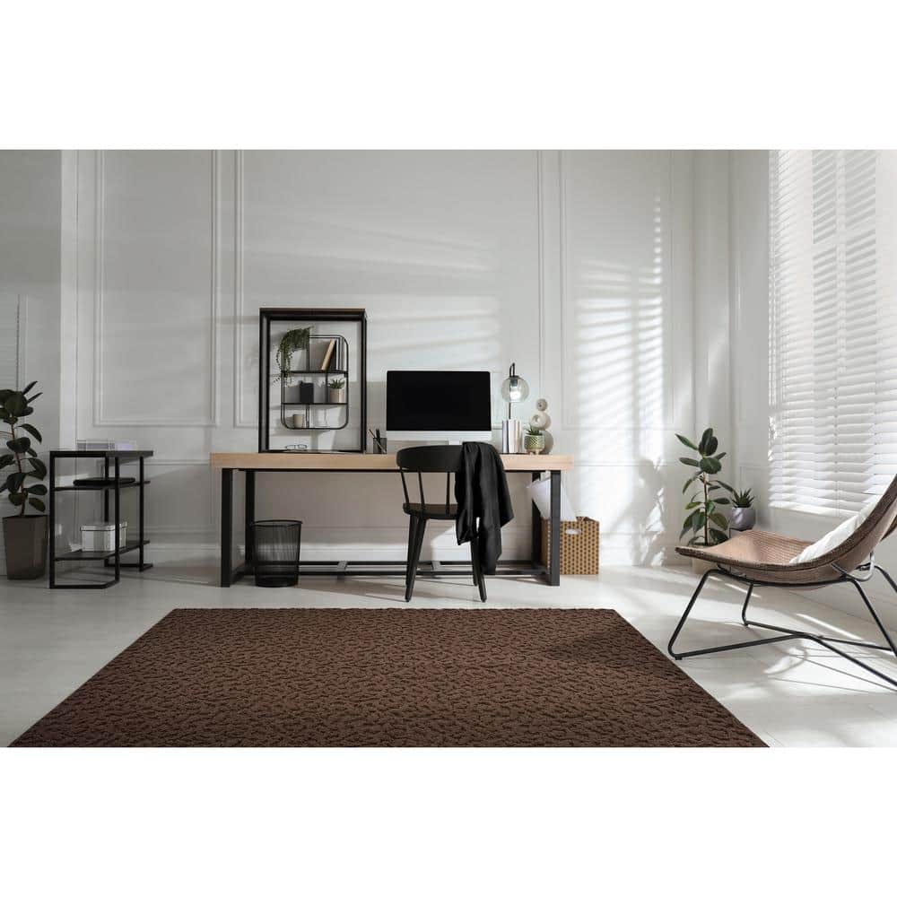 Ivy Chocolate Floral 9' x 12' Tufted Synthetic Area Rug