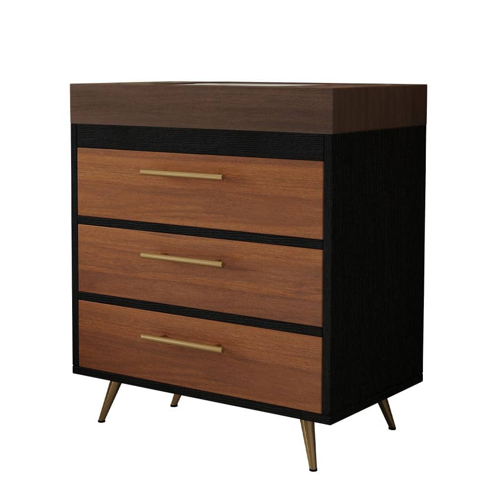 30 in. FreeStanding Bath Vanity in Black Walnut with Walnut Sintered Stone Top