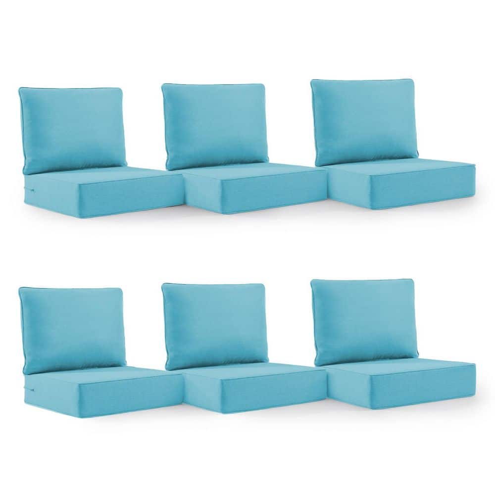 22 in. x 24 in. x 6 in. 12-Piece Olefin Deep Thick Seating Outdoor Lounge Chair Sofa Replacement Cushion in Light Blue price history on PriceWatchPro