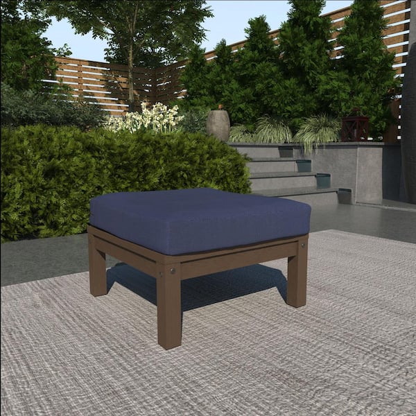 Highwood Bespoke 1-Piece Deep Seating Plastic Outdoor Ottoman with Cushion