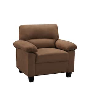 SignatureHome Brown Finish Material Solid Wood / Microfiber Ames Fabric Chair Legs Black Dimension: 36"W x 33"L x 38"H