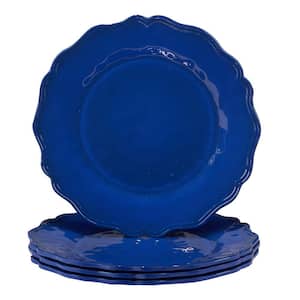 Blue Indigo Crackle 11 in. Blue Melamine Dinner Plate (Set of 4)