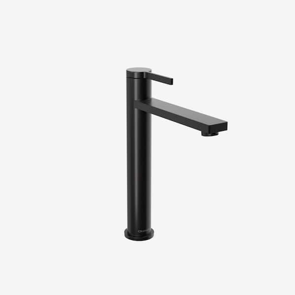 Tinian Single Handle Vessel Sink Faucet with Pop-up Drain Tall faucet in Matte Black