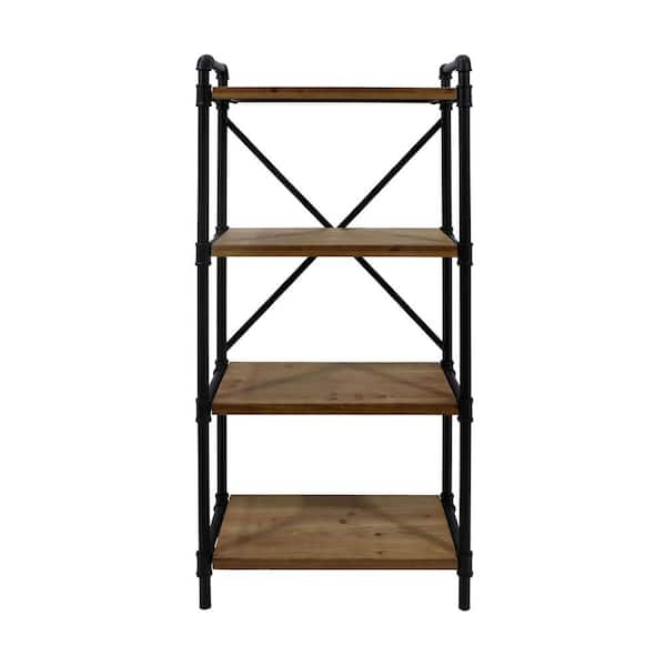 Unbranded Greenwood 55.50 in. Antique Brown Wood 4-Shelf Etagere Bookcase