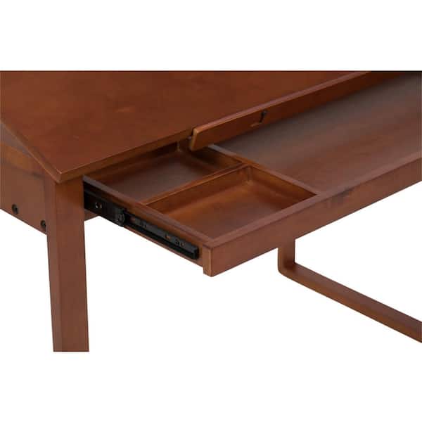 Brown Studio Designs Wooden Glass Top Ponderosa Home or Office Drafting Desk 