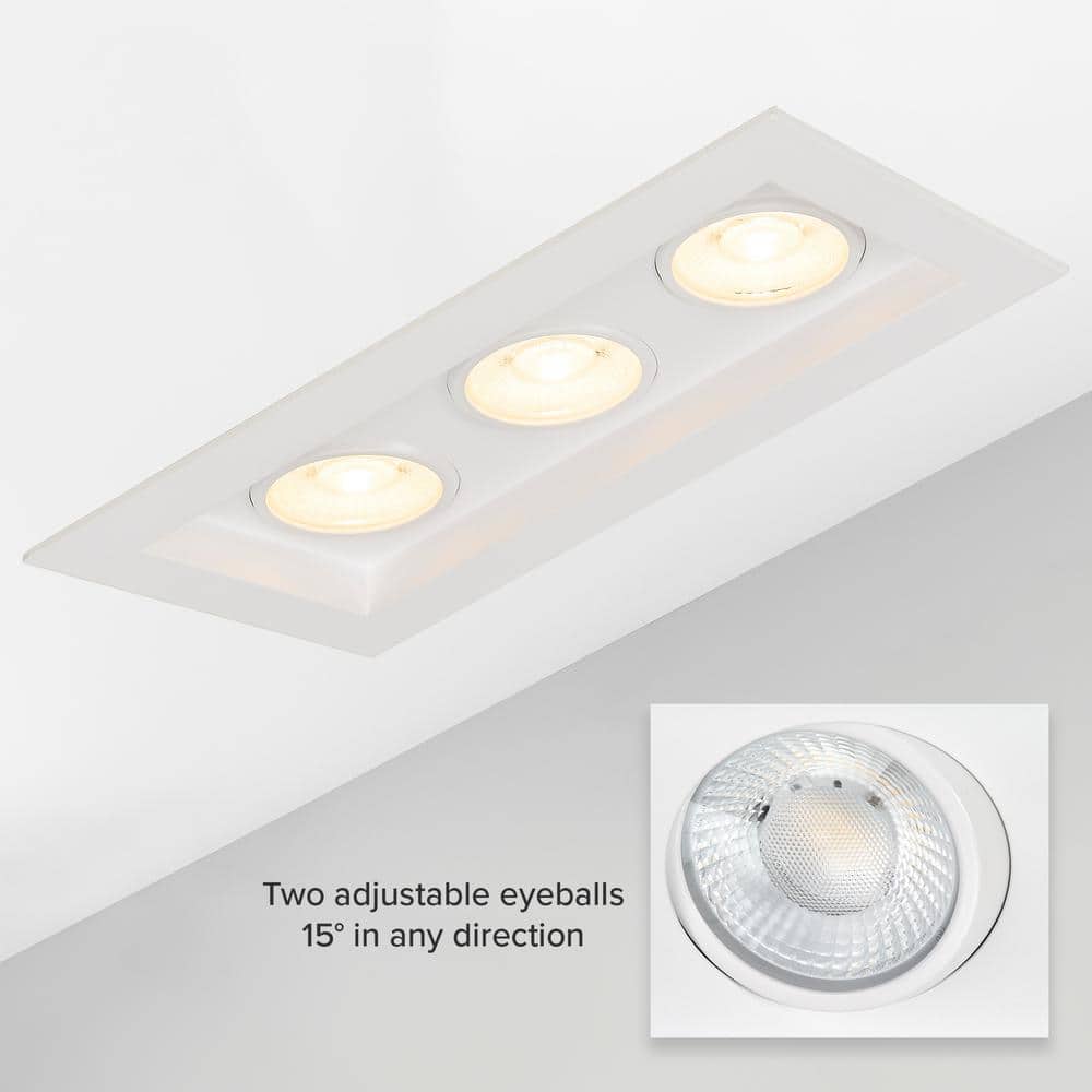White Aluminum Square Recessed LED Downlight with Adjustable Heads