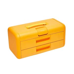 17 in. Yellow Portable Steel 3-Drawer Toolbox with Silicone Liners
