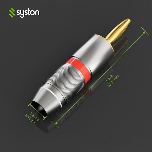 Banana Plugs in Black, Gold Plated Pure Copper, Closed Screw Type for Speaker Wire, Amplifiers & Sound System (12-Pack)