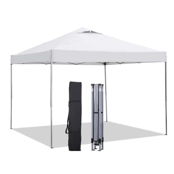 OVASTLKUY 10 ft. x 10 ft. White Patio Canopy Tent Pop Up Gazebo