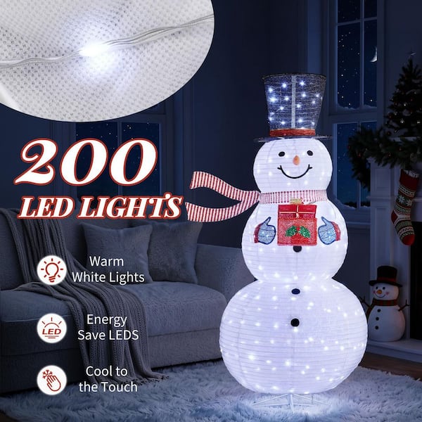 Karl home 6 ft. White Light Up Snowman with Gift Box and Remote