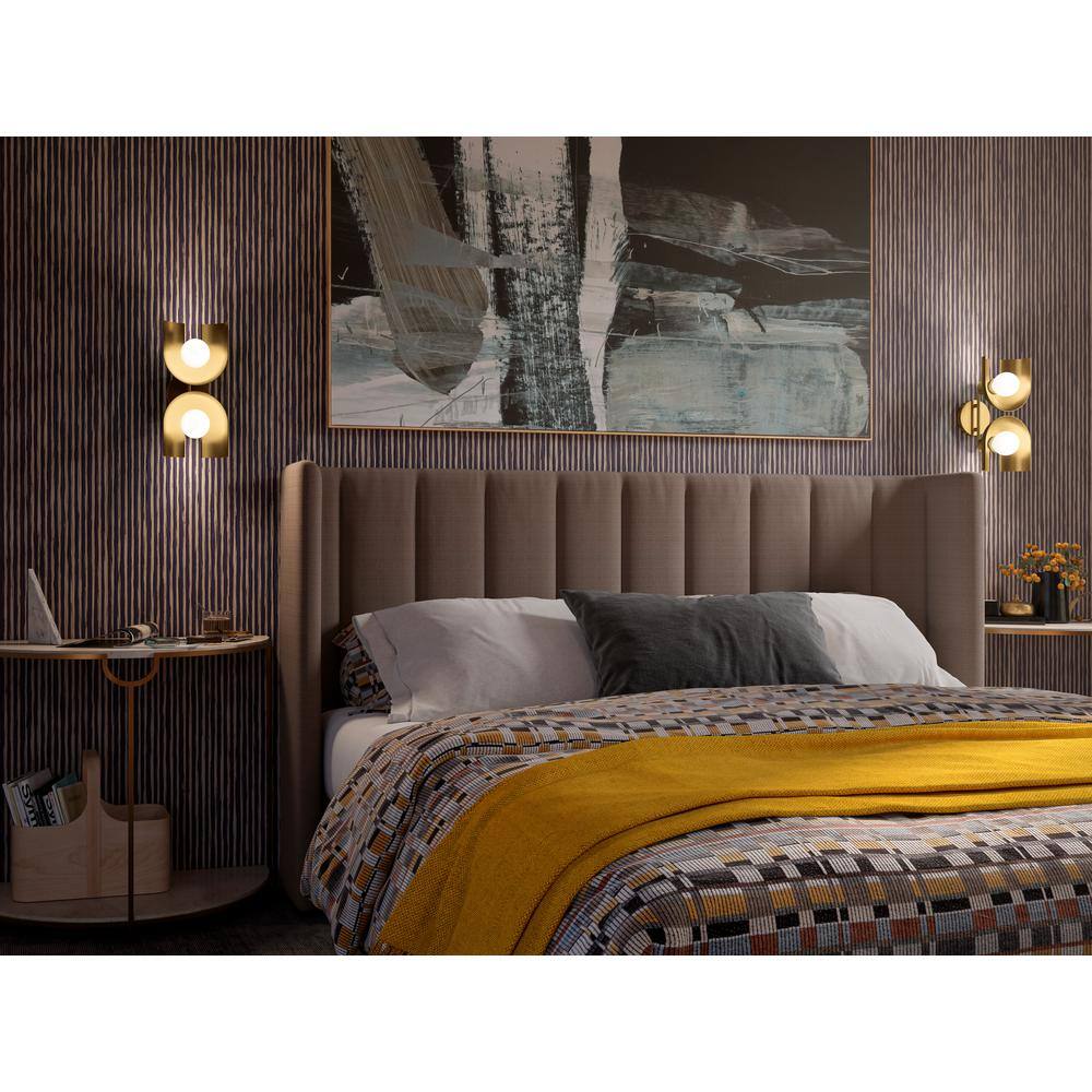 Jade and Brass Modern Two-Light Sconce