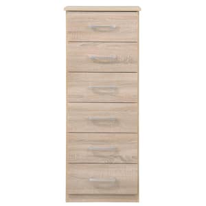 Boston 6-Drawer Sandal Wood Chest of Drawers (18 in. L x 16 in. W x 46 in. H)