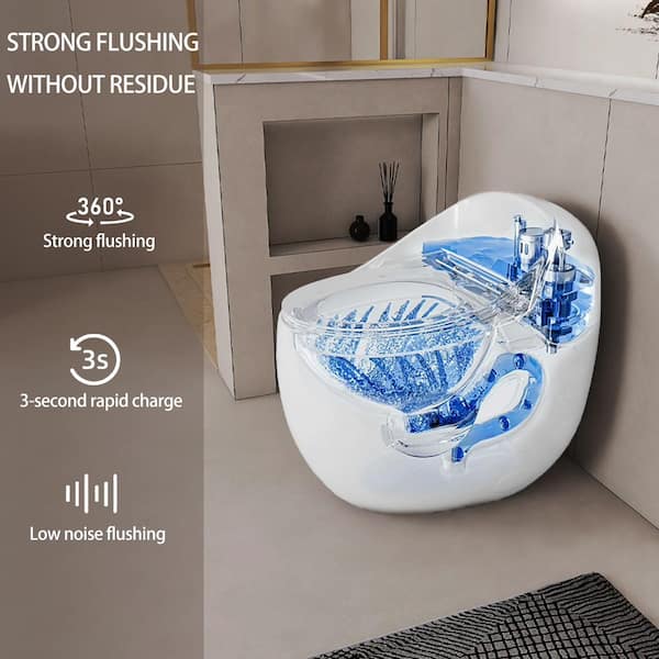 Tenleaf 12 in. 1-piece 1.28 GPF Single Flush Egg Shape Toilet in