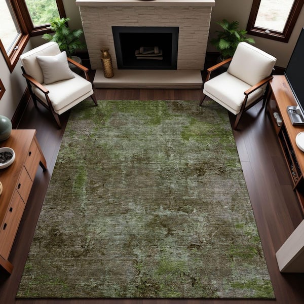 Mayfield Premium Machine Washable Abstract AMF1287 Mocha 5 ft. x 7 ft. 6 in. Area Rug
