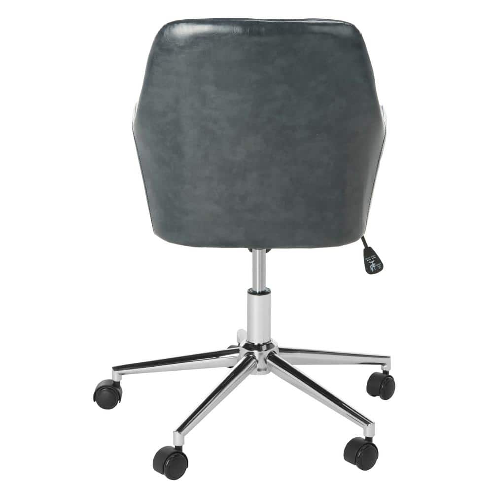 Cadence Dark Grey Faux Leather Swivel Office Chair with Chrome Base