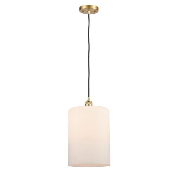 Cobbleskill 1-Light Satin Gold Shaded Pendant Light with Matte White Glass Shade