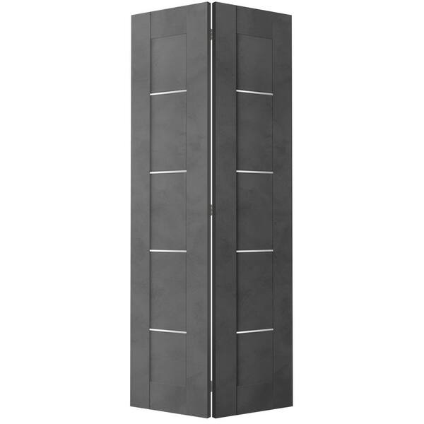 Belldinni Vona 07 4H 48 in. x 79.375 in. Solid Core Composite Dark Urban Finished Wood Bifold Door with Hardware