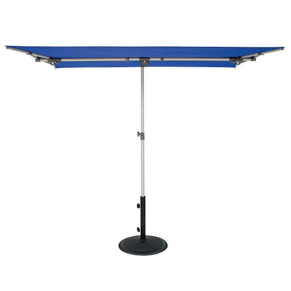 Capri 4.95 ft. x 6.93 ft. Aluminum Frame Rectangle Patio Umbrella with Tilt and Protective Cover in Ocean Blue