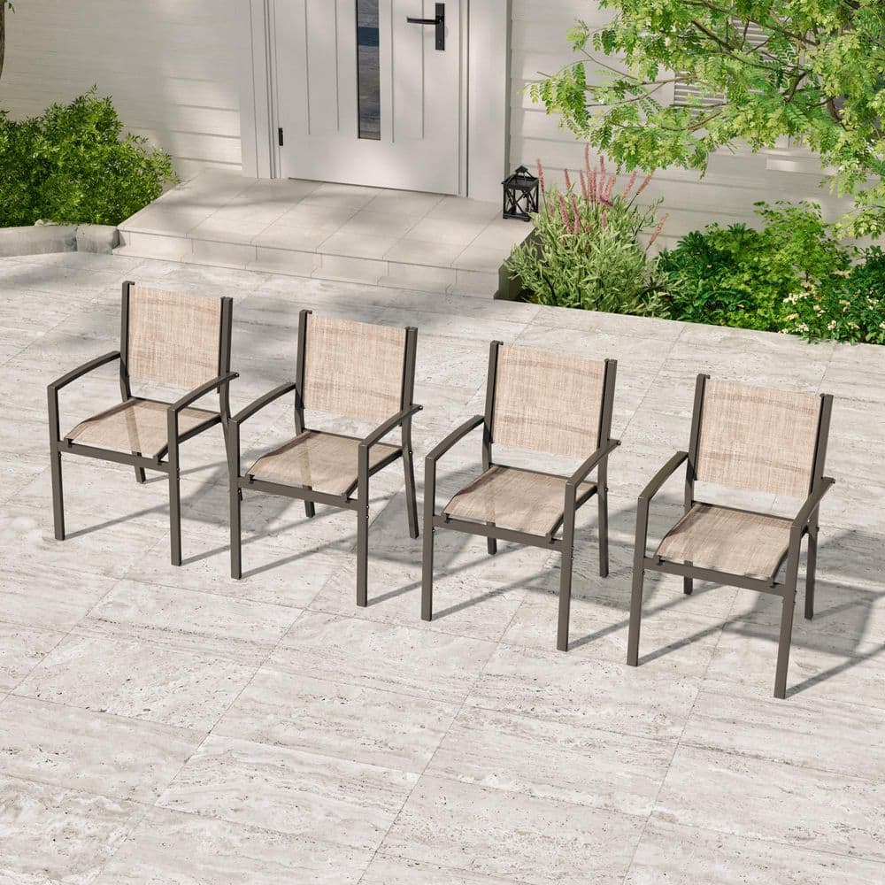 JOYESERY 4-Piece Powder-Coated Steel Outdoor Patio Dining Chairs